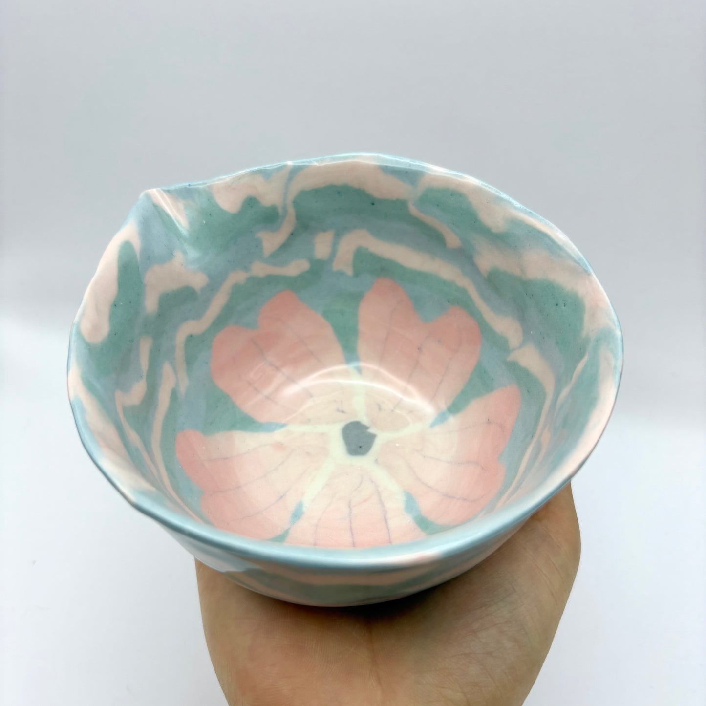 Sakura • Nerikomi Porcelain Matcha Bowl • 12-14 oz