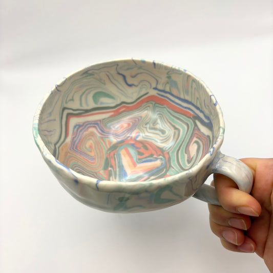 Flaming Heart • Nerikomi Porcelain Extra Large Mug • 14 oz