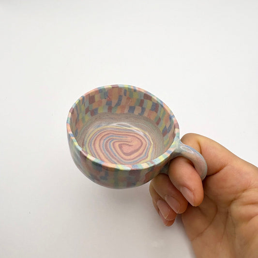 Rainbow • Nerikomi Porcelain Extra Small Mug (Espresso) • 2.5oz - Ellie Studio - Rainbow - Ellie Studio