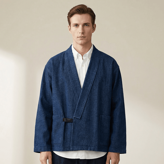 Sculptor | Modern Unisex Haori Jacket, Metal Buckle, Streetwear Fit Blazer - Ellie Studio - S - CREST