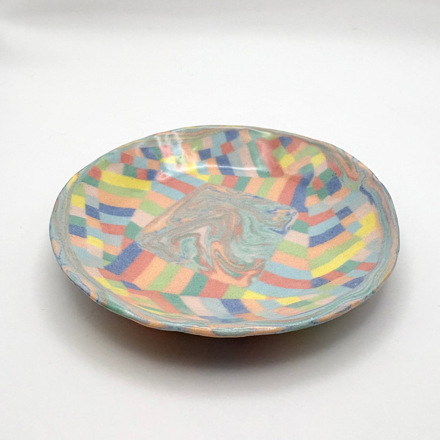 Rainbow • Nerikomi Small Plate / Saucer • 4-5 inches