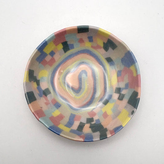 Rainbow • Nerikomi Porcelain Dipping Bowl / Jewelry Holder • 3 inches