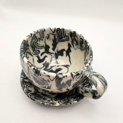 Ink Storm • Nerikomi Porcelain Small Plate / Saucer • 4-5 inches