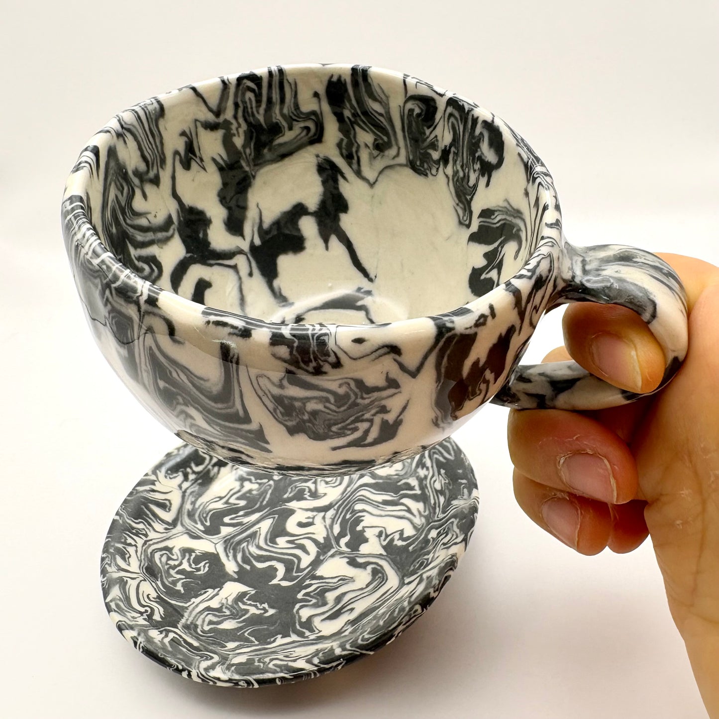 Ink Storm • Nerikomi Small Plate / Saucer • 4-5 inches