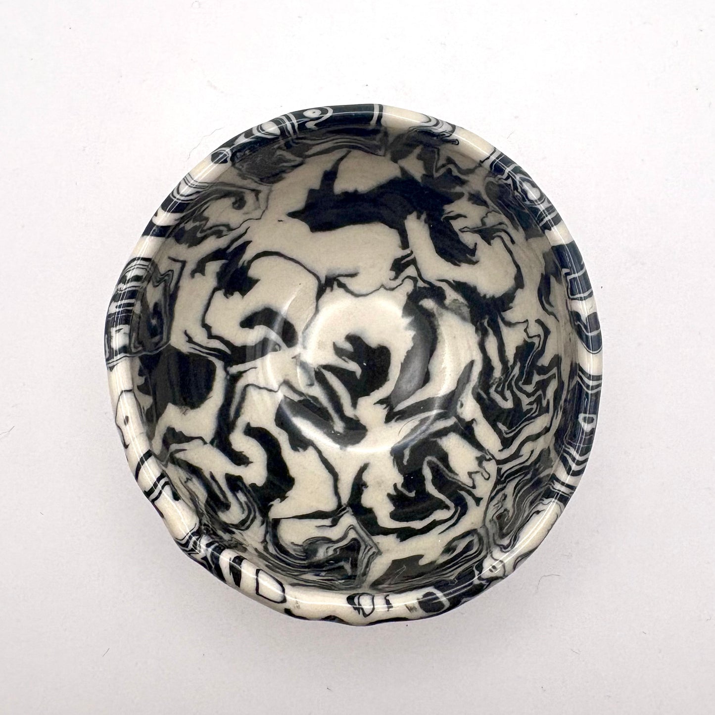 Ink Storm • Nerikomi Porcelain Small Bowl • 4-5 oz