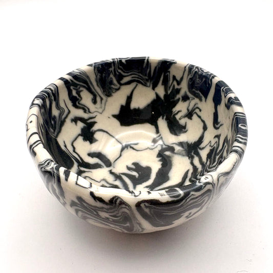 Ink Storm • Nerikomi Porcelain Small Bowl • 4-5 oz