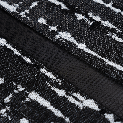 Modern Haori Jacket featuring a bold, black and white crackle pattern, premium fabric, detailed fabric pattern