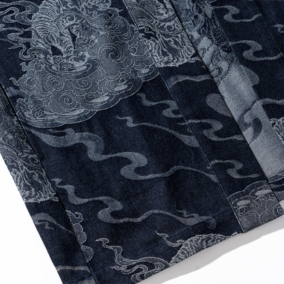 Ellie Studio Tiger Roar Haori: A modern, handcrafted unisex jacket that combines traditional Japanese silhouette with bold, joyful animal art. fabric details