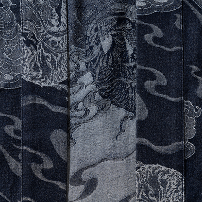 Ellie Studio Tiger Roar Haori: A modern, handcrafted unisex jacket that combines traditional Japanese silhouette with bold, joyful animal art. fabric details