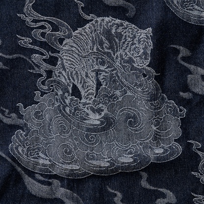 Ellie Studio Tiger Roar Haori: A modern, handcrafted unisex jacket that combines traditional Japanese silhouette with bold, joyful animal art. tiger pattern