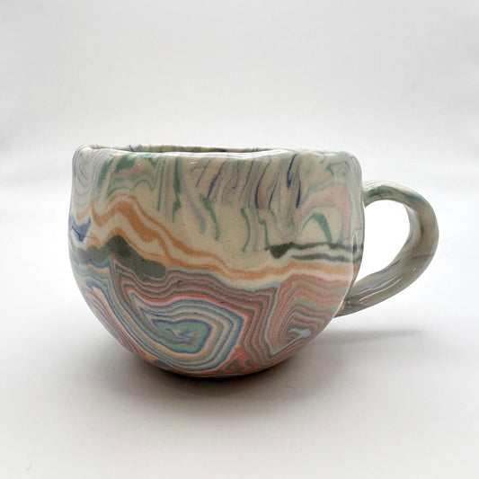 Flaming Heart • Nerikomi Porcelain Large Mug • 10 oz - Ellie Studio - Flaming Heart - Ellie Studio