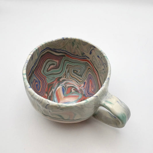 Flaming Heart • Nerikomi Porcelain Large Mug • 10 oz - Ellie Studio - Flaming Heart - Ellie Studio