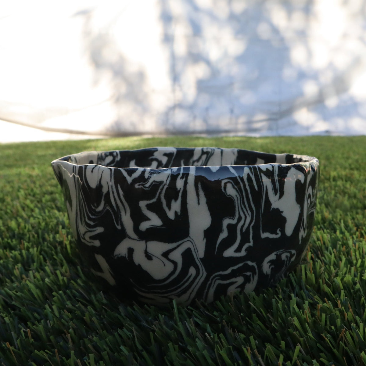 Ink Storm • Nerikomi Matcha Bowl • 16 oz - Ellie Studio - Ink Storm - Ellie Studio