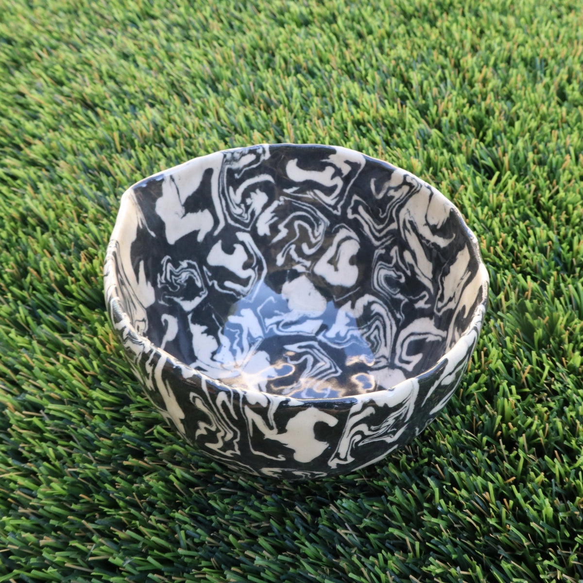 Ink Storm • Nerikomi Matcha Bowl • 16 oz - Ellie Studio - Ink Storm - Ellie Studio