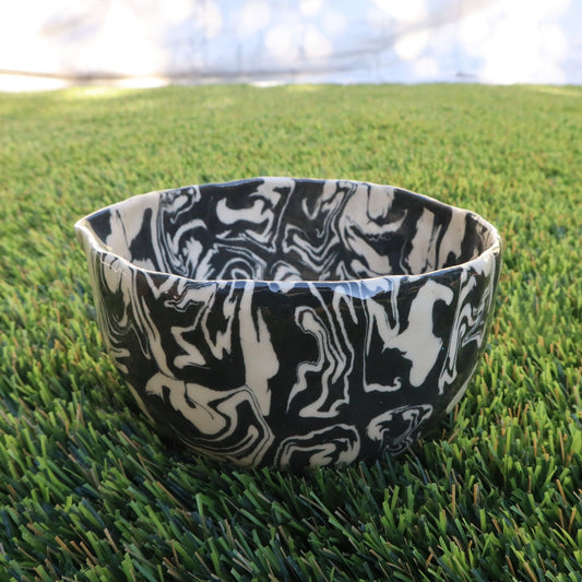 Ink Storm • Nerikomi Matcha Bowl • 16 oz - Ellie Studio - Ink Storm - Ellie Studio