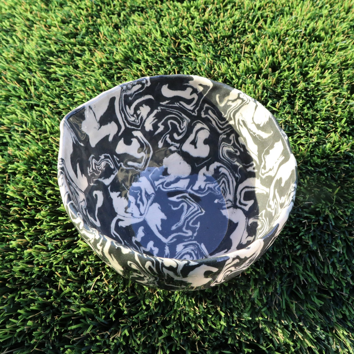 Ink Storm • Nerikomi Matcha Bowl • 16 oz - Ellie Studio - Ink Storm - Ellie Studio