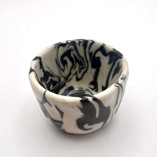 Ink Storm • Nerikomi Porcelain Shot Glass • 1 - 2 oz - Ellie Studio - Ink Storm - Ellie Studio