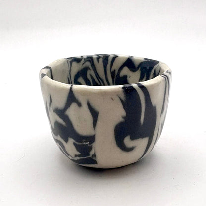 Ink Storm • Nerikomi Porcelain Shot Glass • 1 - 2 oz - Ellie Studio - Ink Storm - Ellie Studio