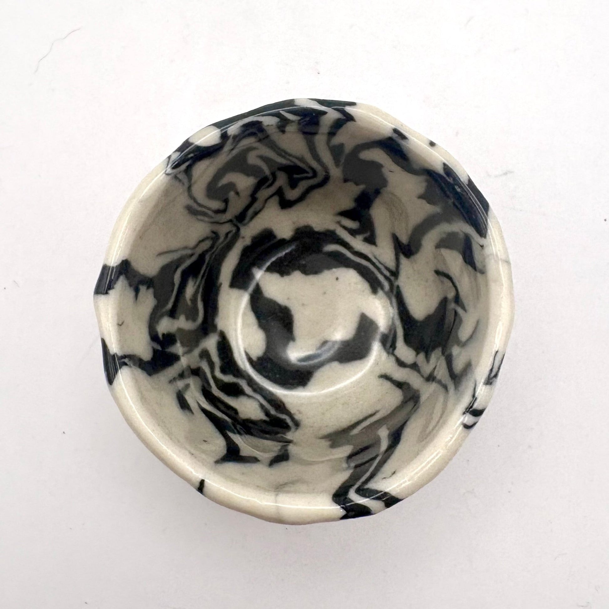 Ink Storm • Nerikomi Porcelain Shot Glass • 1 - 2 oz - Ellie Studio - Ink Storm - Ellie Studio