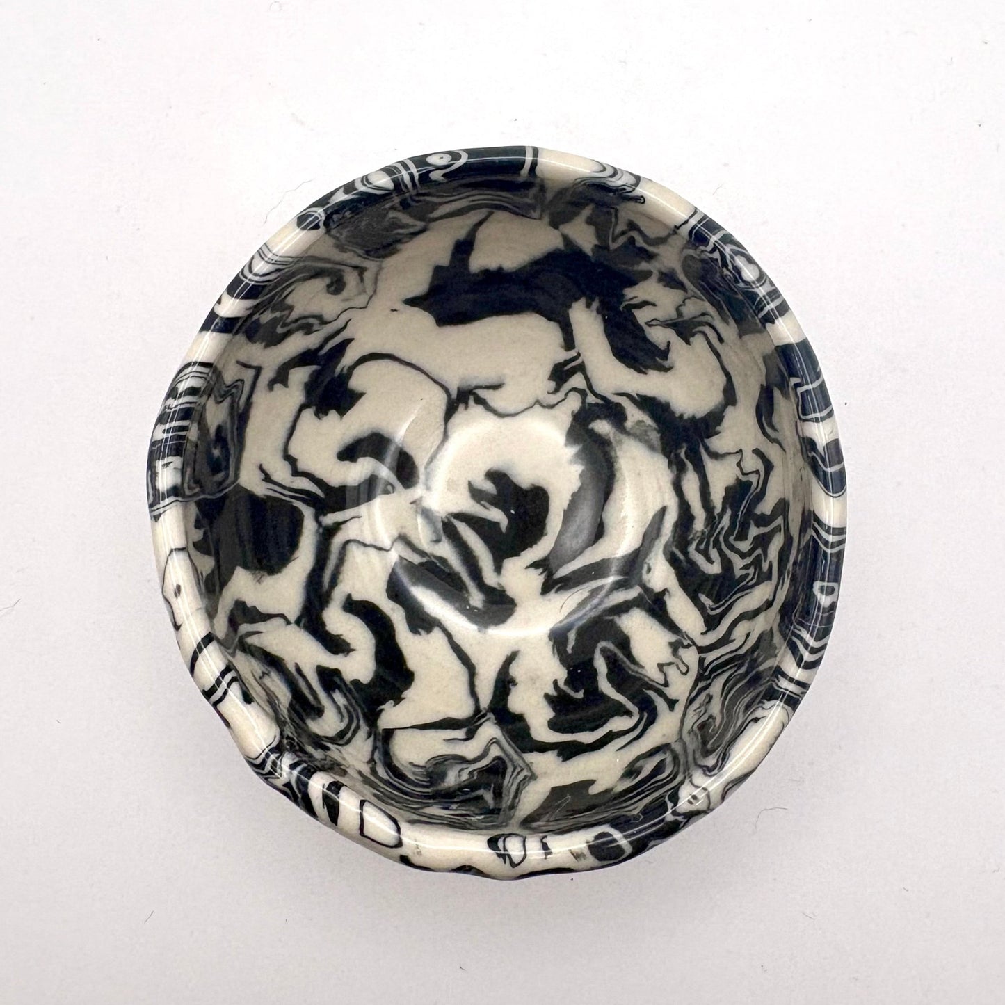 Ink Storm • Nerikomi Porcelain Small Bowl • 4 - 5 oz - Ellie Studio - Ink Storm - Ellie Studio