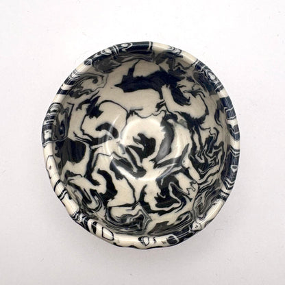 Ink Storm • Nerikomi Porcelain Small Bowl • 4 - 5 oz - Ellie Studio - Ink Storm - Ellie Studio