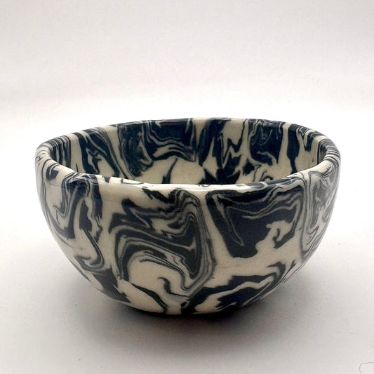 Ink Storm • Nerikomi Porcelain Small Bowl • 4 - 5 oz - Ellie Studio - Ink Storm - Ellie Studio