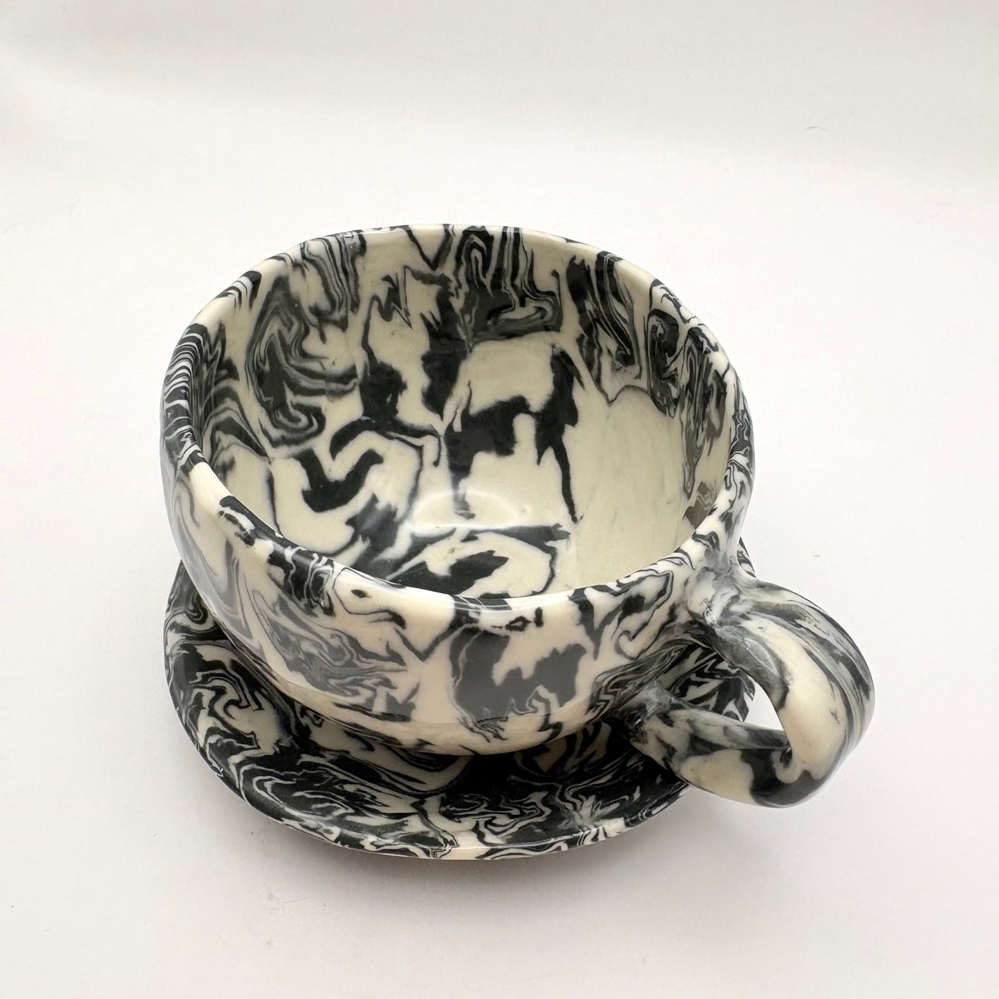 Ink Storm • Nerikomi Porcelain Small Plate / Saucer • 4 - 5 inches - Ellie Studio - Ink Storm - Ellie Studio