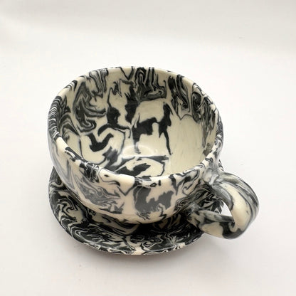 Ink Storm • Nerikomi Porcelain Small Plate / Saucer • 4 - 5 inches - Ellie Studio - Ink Storm - Ellie Studio
