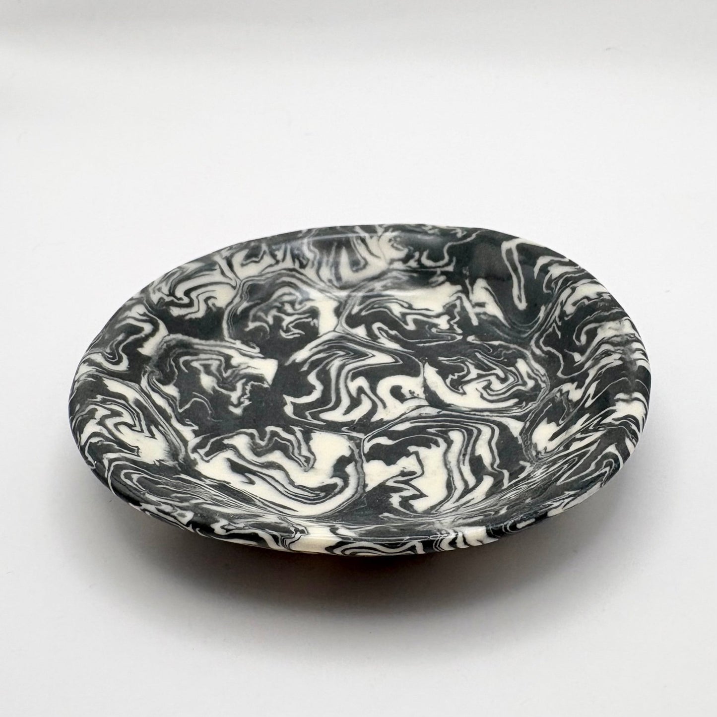 Ink Storm • Nerikomi Porcelain Small Plate / Saucer • 4 - 5 inches - Ellie Studio - Ink Storm - Ellie Studio