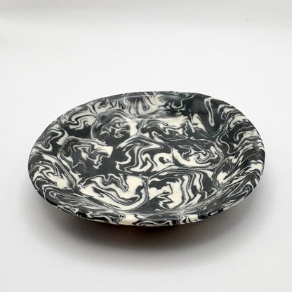 Ink Storm • Nerikomi Porcelain Small Plate / Saucer • 4 - 5 inches - Ellie Studio - Ink Storm - Ellie Studio