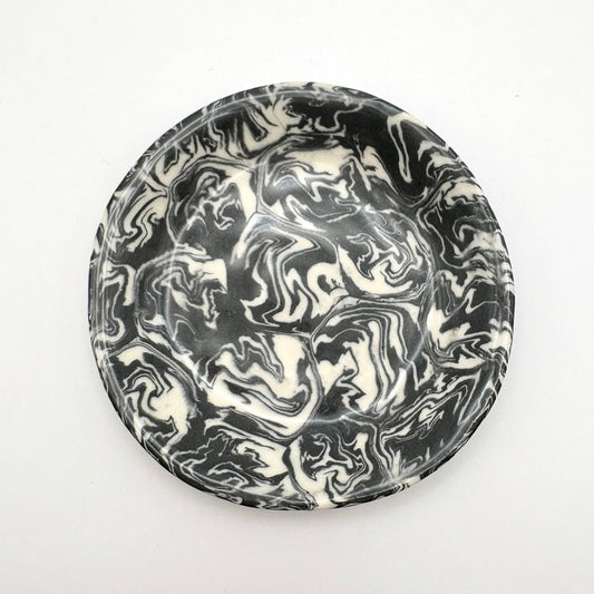 Ink Storm • Nerikomi Porcelain Small Plate / Saucer • 4 - 5 inches - Ellie Studio - Ink Storm - Ellie Studio