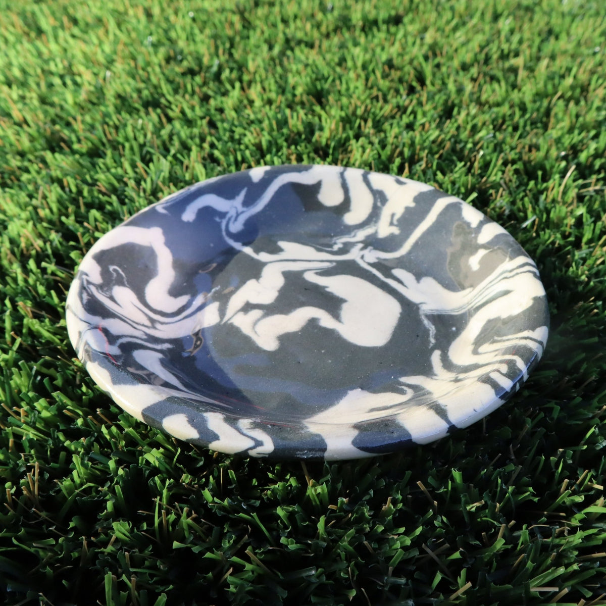 Ink Storm • Nerikomi Small Plate / Saucer • 4-5 inch - Ellie Studio - Ink Storm - Ellie Studio