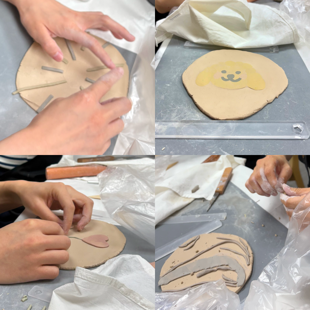 Nerikomi pottery process showing layered colored porcelain clay