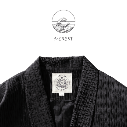 Pleat | Modern Unisex Haori Jacket, Metal Buckle, Streetwear Fit Blazer - Ellie Studio - S - CREST