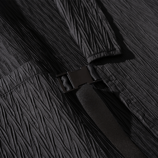 Pleat | Modern Unisex Haori Jacket, Metal Buckle, Streetwear Fit Blazer - Ellie Studio - S - CREST