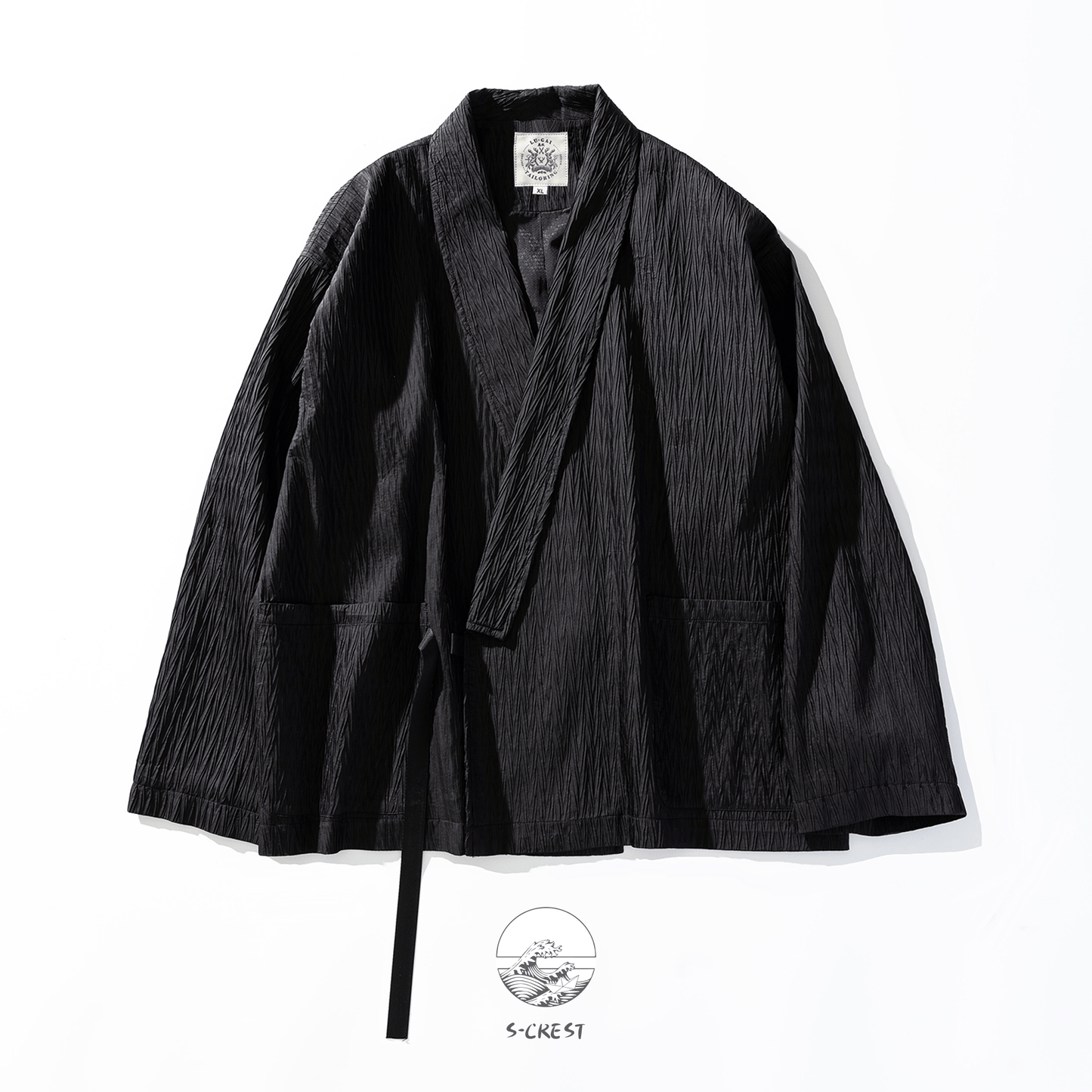 Pleat | Modern Unisex Haori Jacket, Metal Buckle, Streetwear Fit Blazer - Ellie Studio - S - CREST