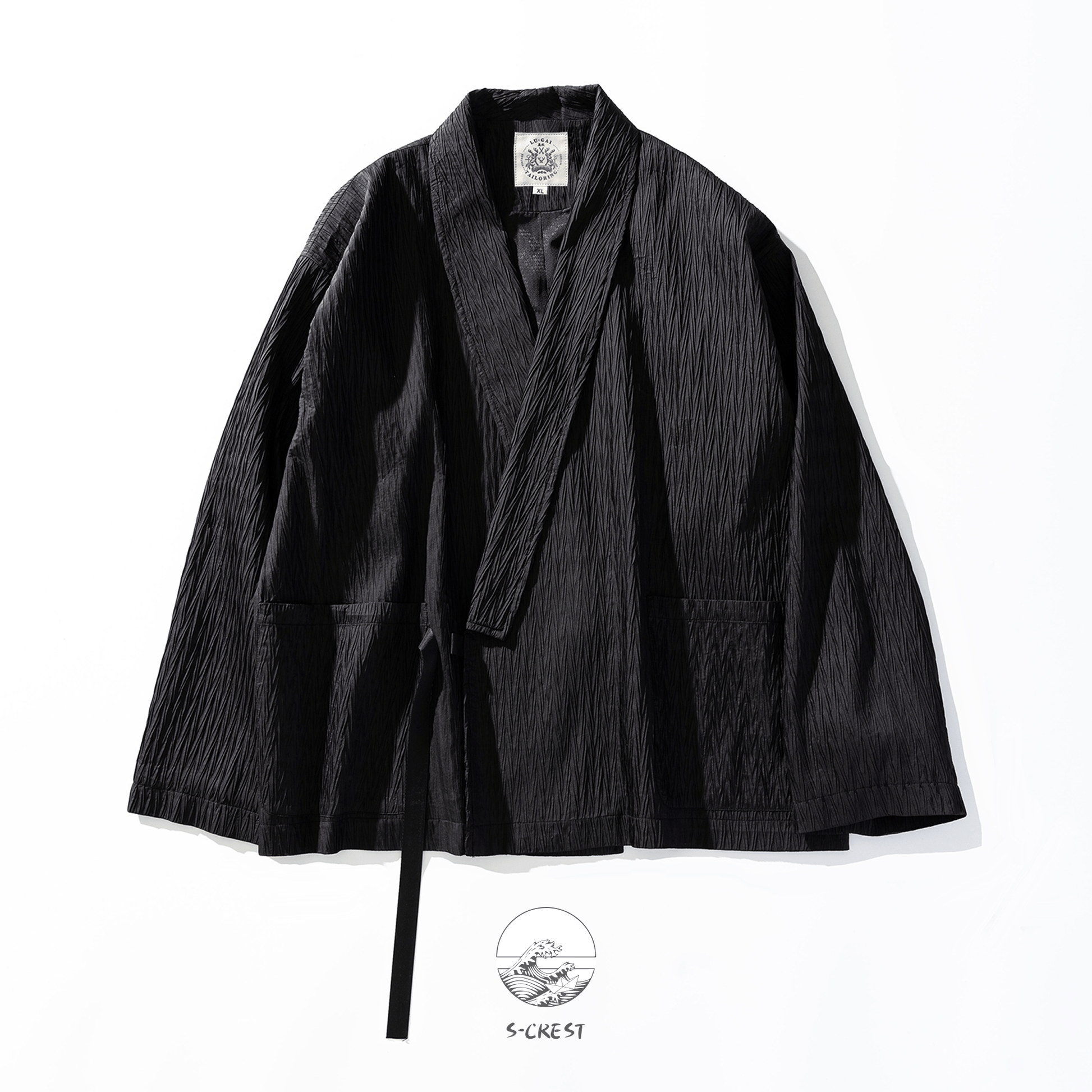 Pleat | Modern Unisex Haori Jacket, Metal Buckle, Streetwear Fit Blazer - Ellie Studio - S - CREST