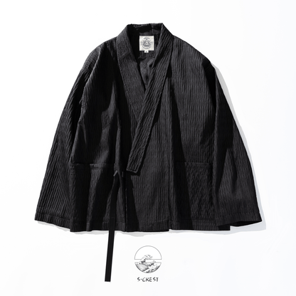 Pleat | Modern Unisex Haori Jacket, Metal Buckle, Streetwear Fit Blazer - Ellie Studio - S - CREST