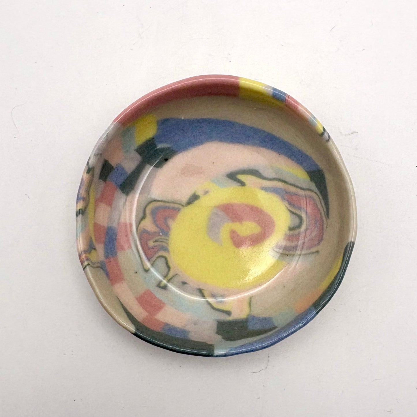 Rainbow • Nerikomi Porcelain Dipping Bowl / Jewelry Holder • 2 inches - Ellie Studio - Rainbow - Ellie Studio