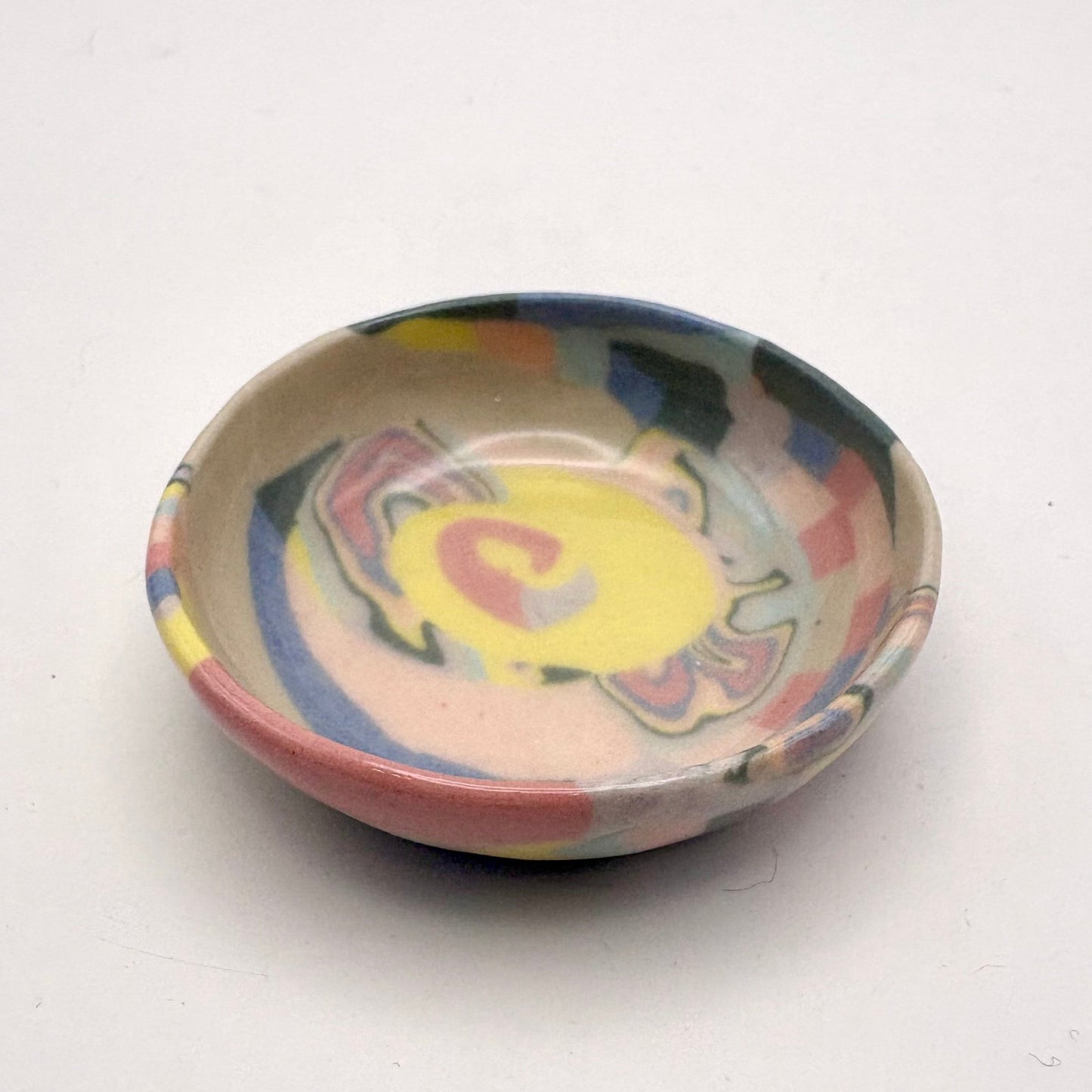 Rainbow • Nerikomi Porcelain Dipping Bowl / Jewelry Holder • 2 inches - Ellie Studio - Rainbow - Ellie Studio