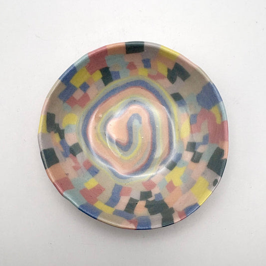 Rainbow • Nerikomi Porcelain Dipping Bowl / Jewelry Holder • 3 inches - Ellie Studio - Rainbow - Ellie Studio
