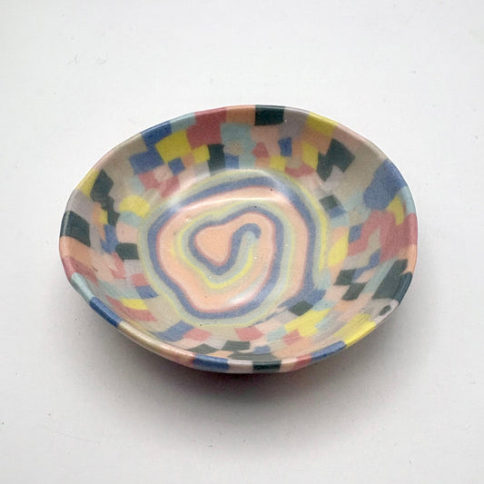 Rainbow • Nerikomi Porcelain Dipping Bowl / Jewelry Holder • 3 inches - Ellie Studio - Rainbow - Ellie Studio