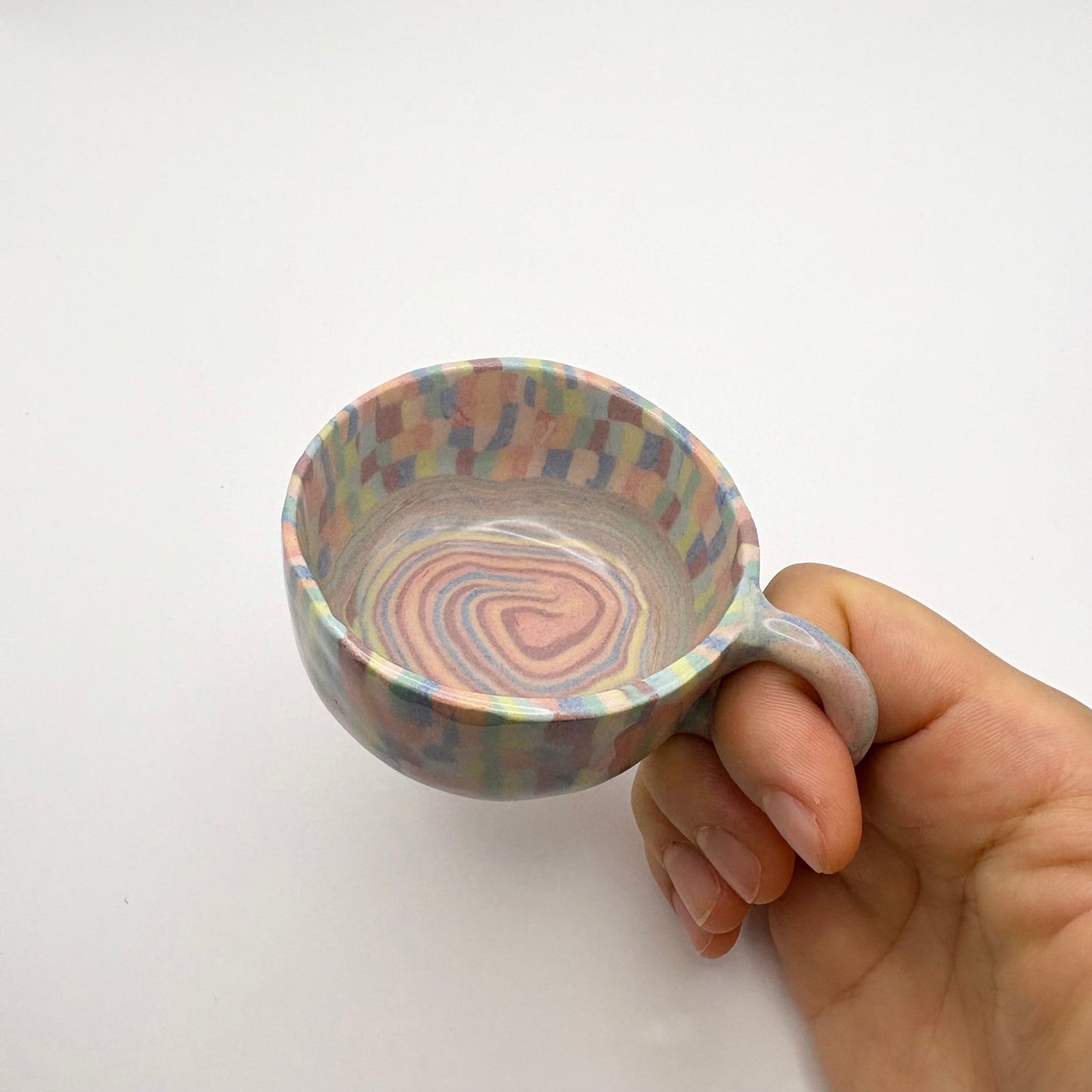 Rainbow • Nerikomi Porcelain Extra Small Mug (Espresso) • 2.5oz - Ellie Studio - Rainbow - Ellie Studio