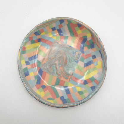Rainbow • Nerikomi Porcelain Small Plate / Saucer • 4 - 5 inches - Ellie Studio - Rainbow - Ellie Studio