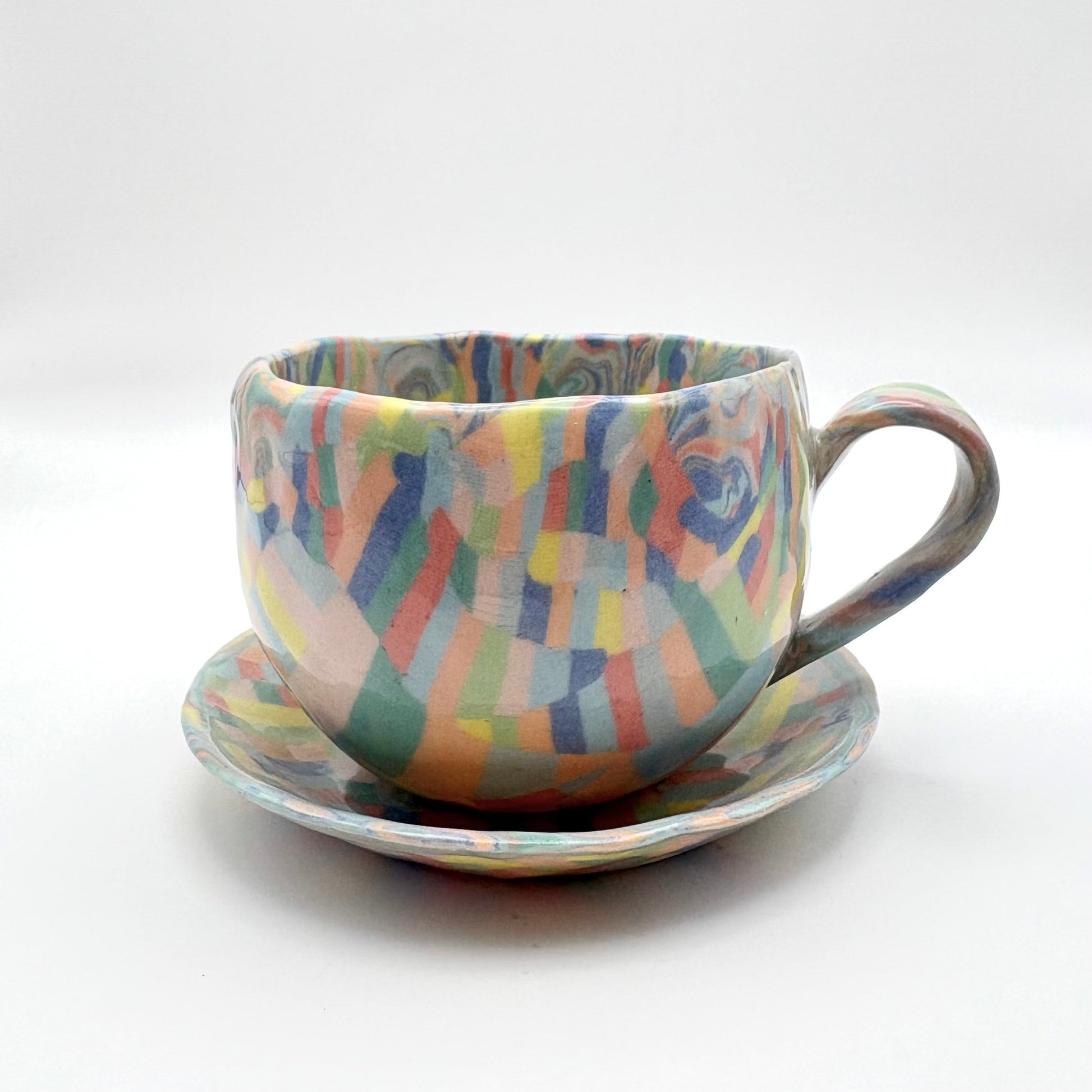 Rainbow • Nerikomi Porcelain Small Plate / Saucer • 4 - 5 inches - Ellie Studio - Rainbow - Ellie Studio