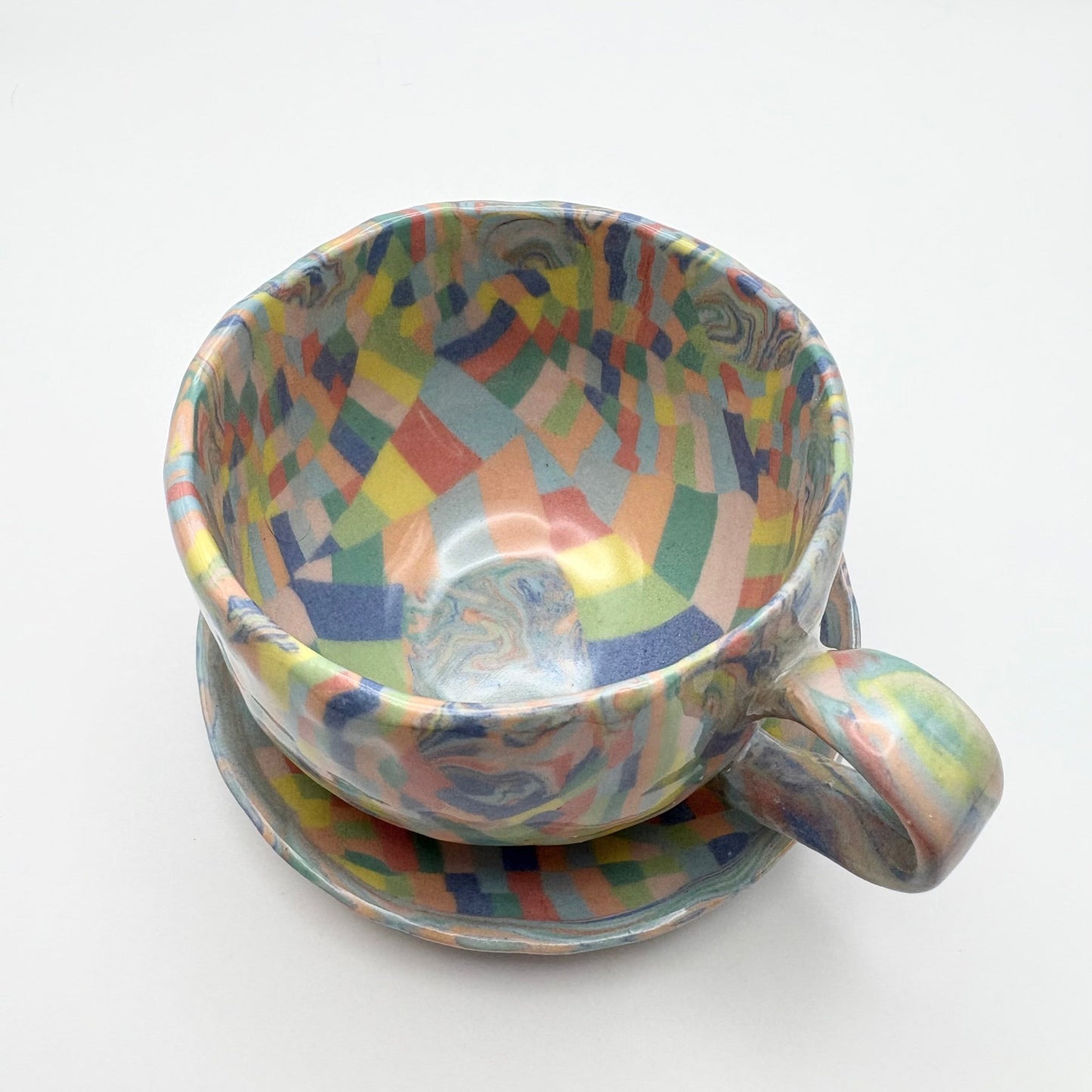 Rainbow • Nerikomi Porcelain Small Plate / Saucer • 4 - 5 inches - Ellie Studio - Rainbow - Ellie Studio