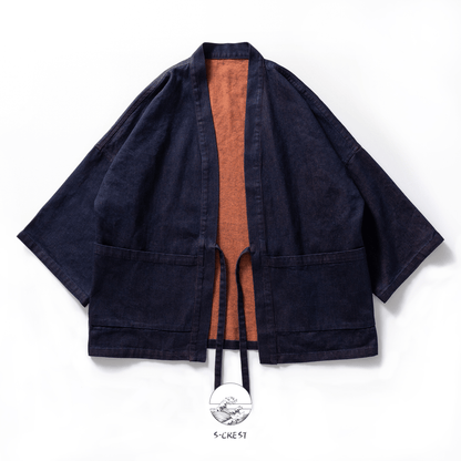 Reversible Indigo | Modern Unisex Haori Jacket - Ellie Studio - S - CREST