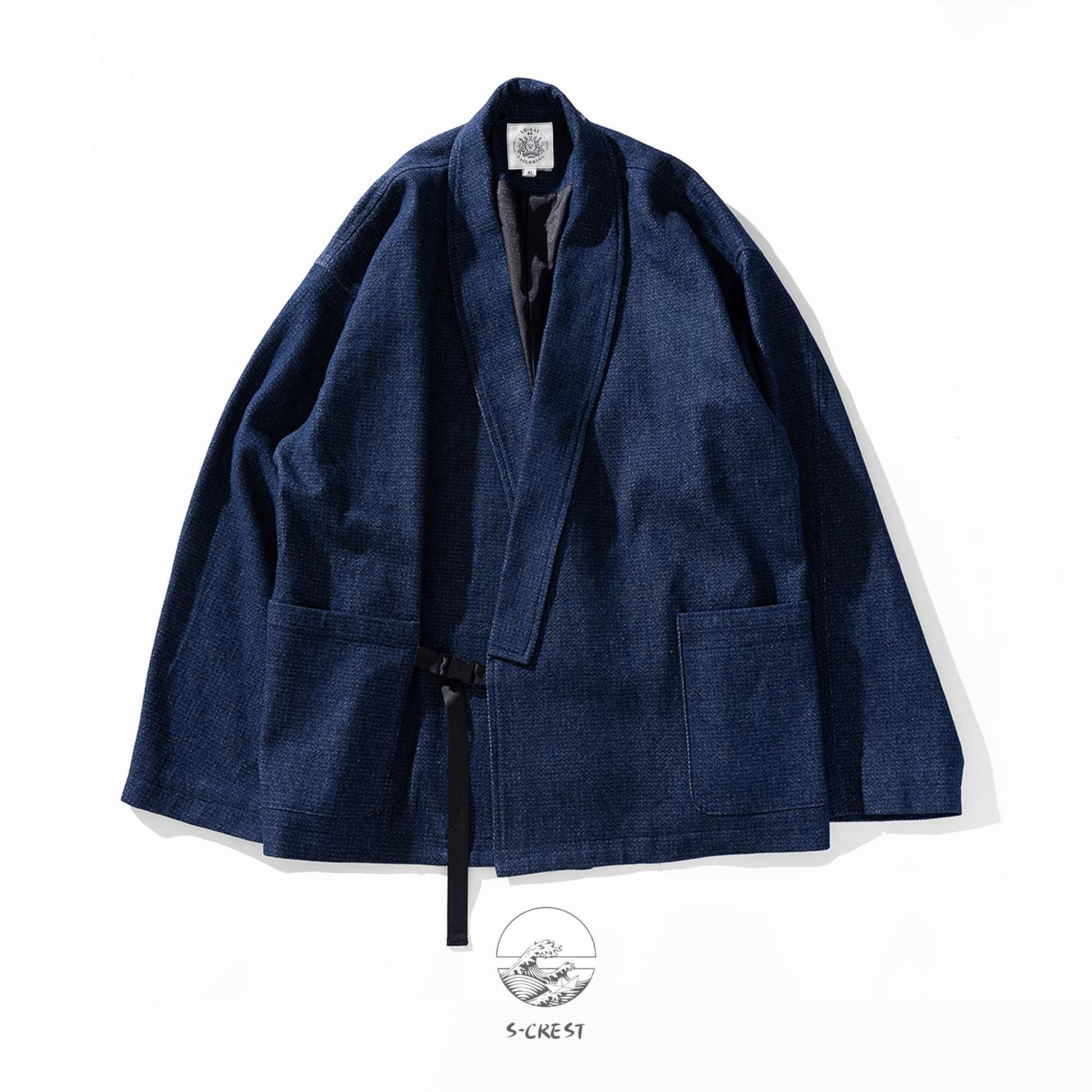 Sculptor | Modern Unisex Haori Jacket, Metal Buckle, Streetwear Fit Blazer - Ellie Studio - S - CREST