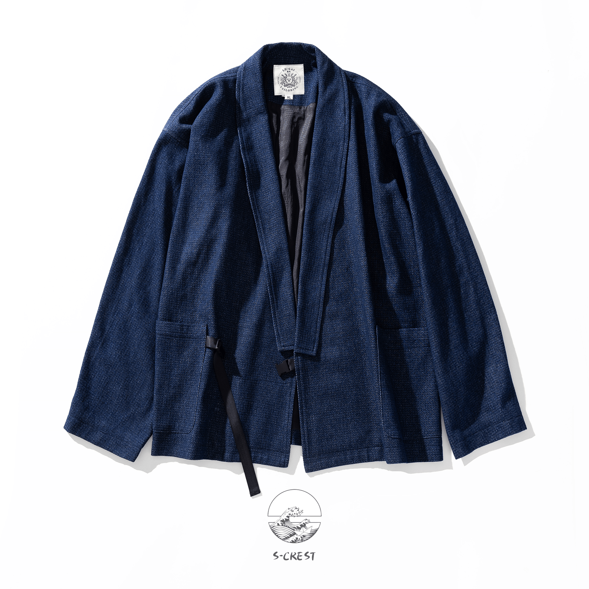 Sculptor | Modern Unisex Haori Jacket, Metal Buckle, Streetwear Fit Blazer - Ellie Studio - S - CREST