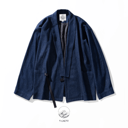 Sculptor | Modern Unisex Haori Jacket, Metal Buckle, Streetwear Fit Blazer - Ellie Studio - S - CREST